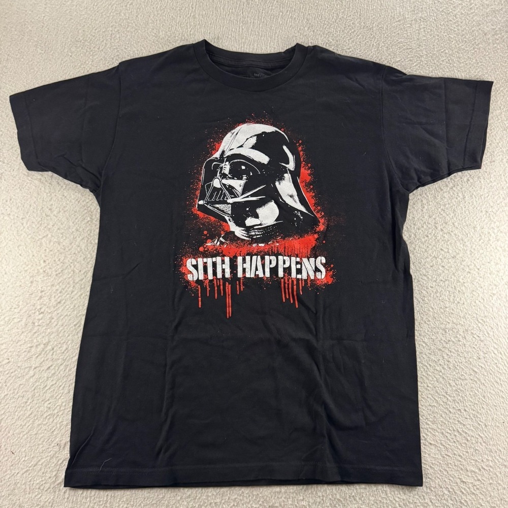 teeVillain Darth Vader Sith Happens T-Shirt Mens Medium Black Excellent Graphic